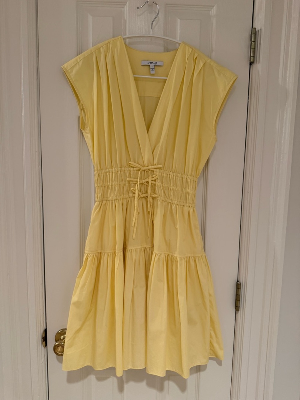 Derek Lam Crosby Tora Cotton V Neck Dress Butter Yellow